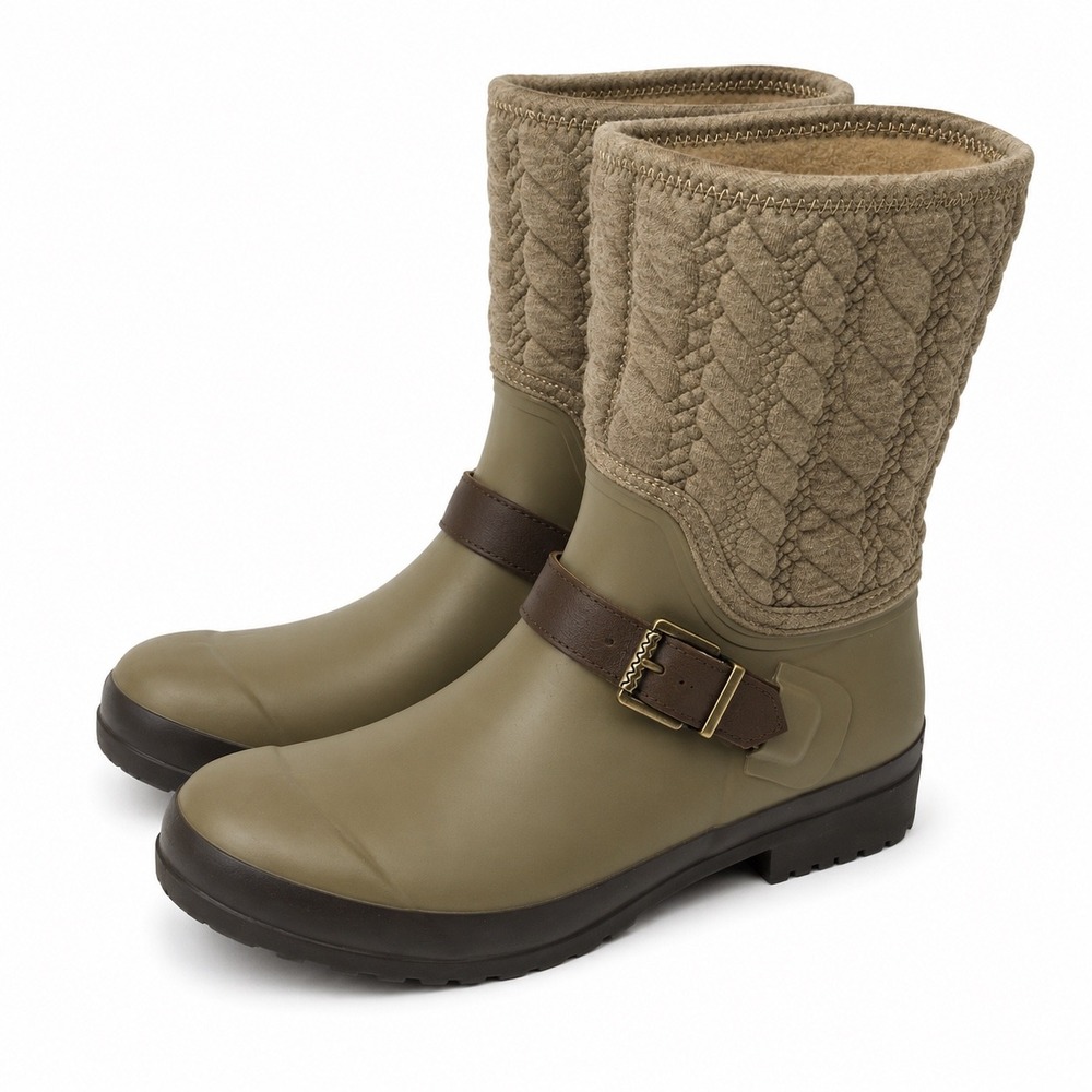 Sperry Top-Sider Saltwater Quilted Waterproof Rain Boots Gray Green STS95940 9